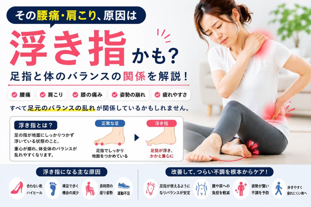 腰痛・肩こりの原因は浮き指？足指と体のバランスの関係を解説