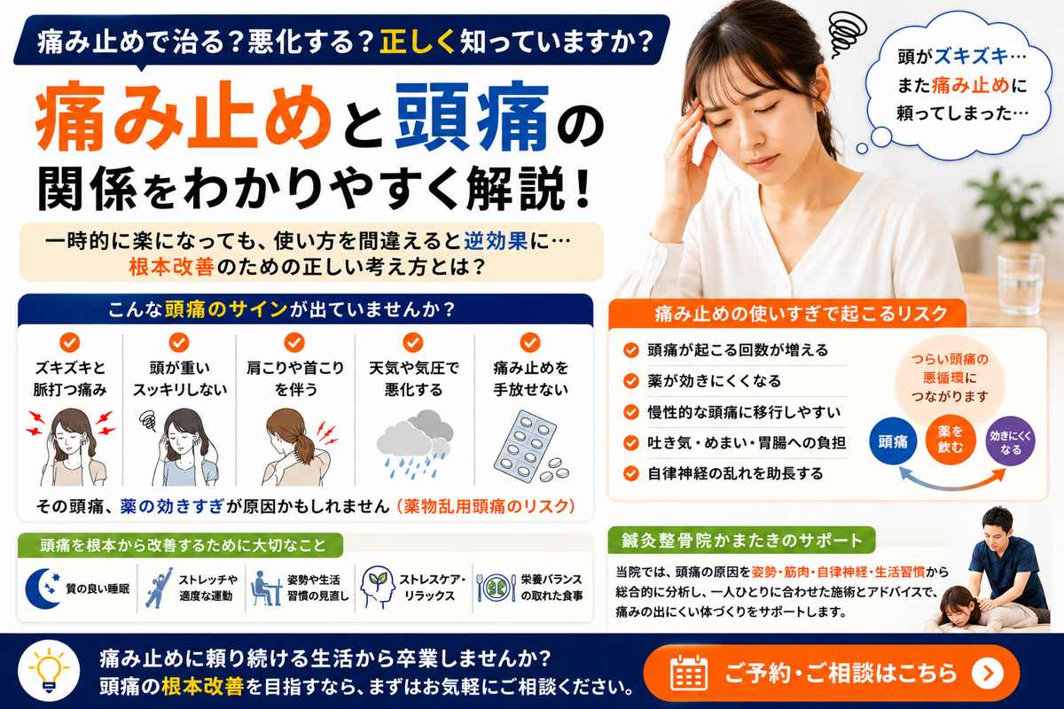 痛み止めで頭痛が起きる！薬物乱用頭痛って知っていますか？