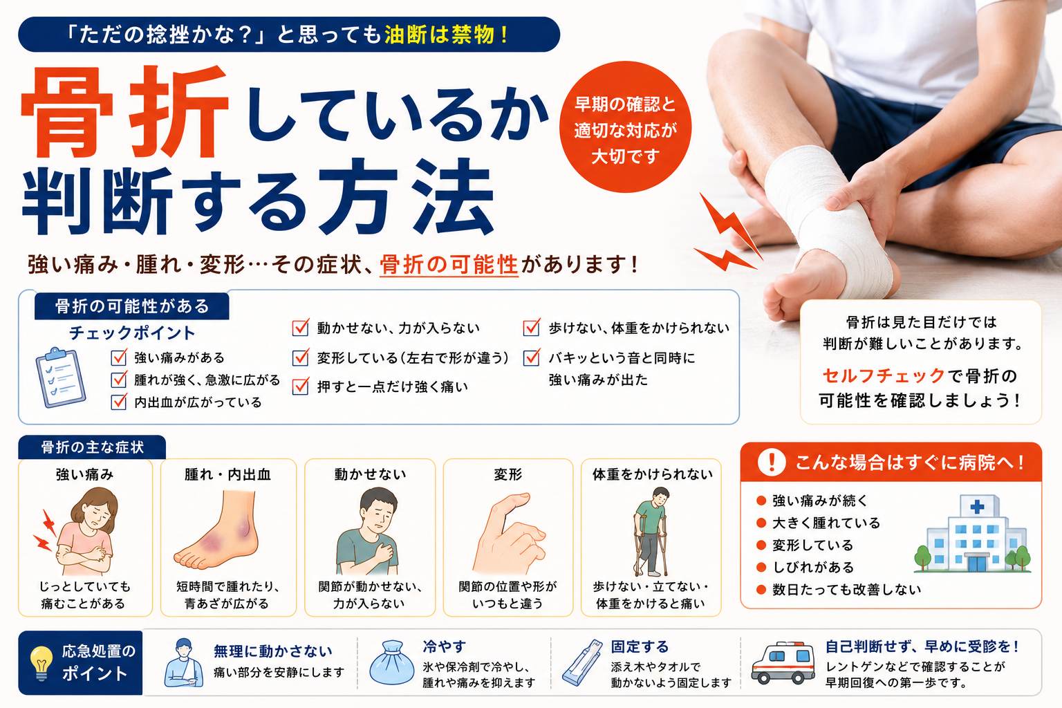 骨折しているか判断する方法｜骨折の可能性がある危険なサインとは？