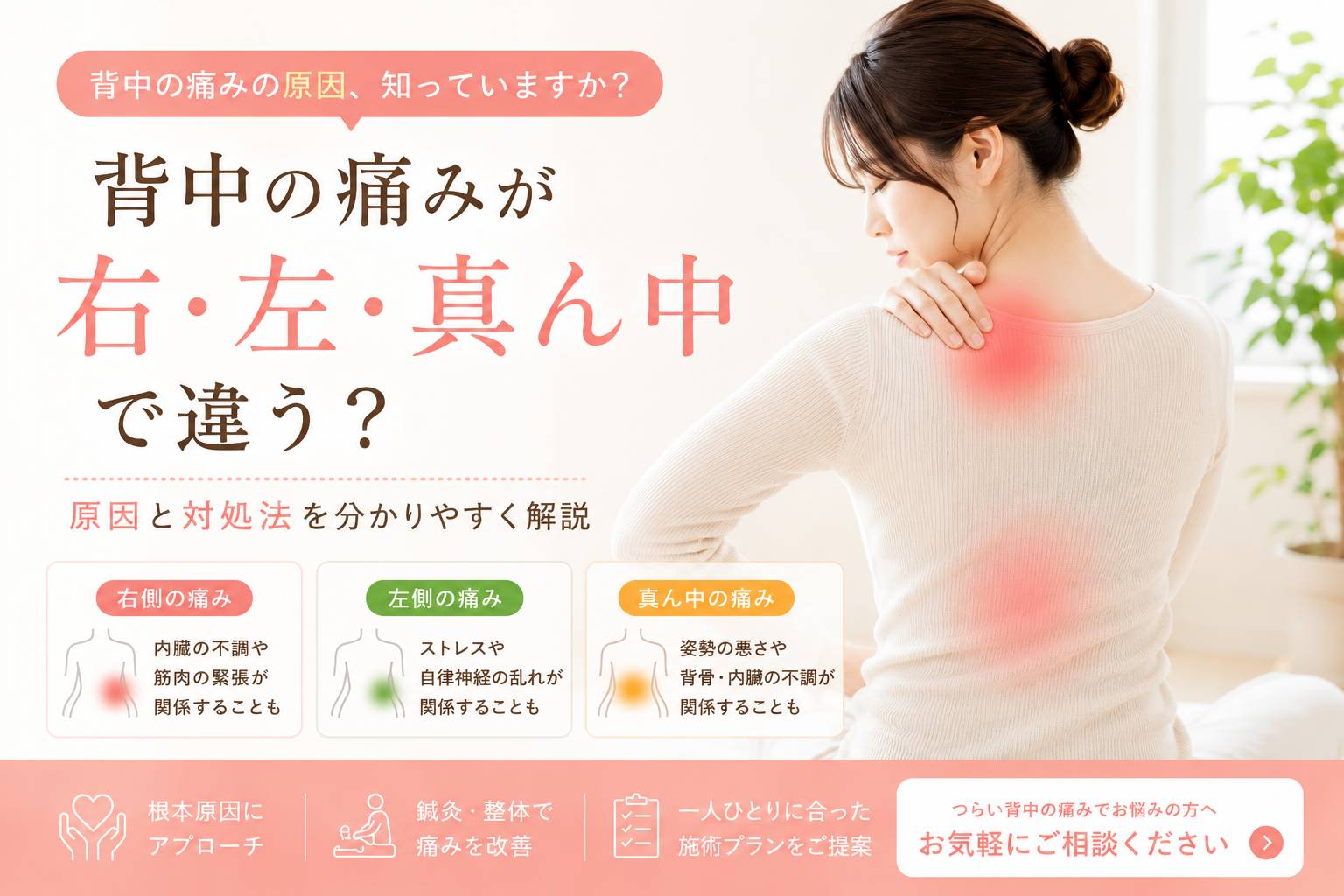 背中の痛みが右・左・真ん中で違う？原因と対処法を分かりやすく解説
