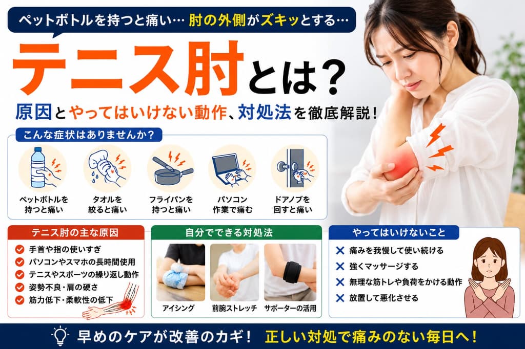テニス肘とは？肘の外側が痛い原因とやってはいけない動作を解説