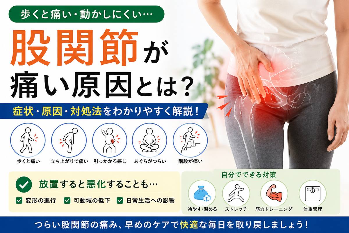 股関節が痛い原因とは？歩くと痛い・動かしにくい理由と自分でできる対処法を解説