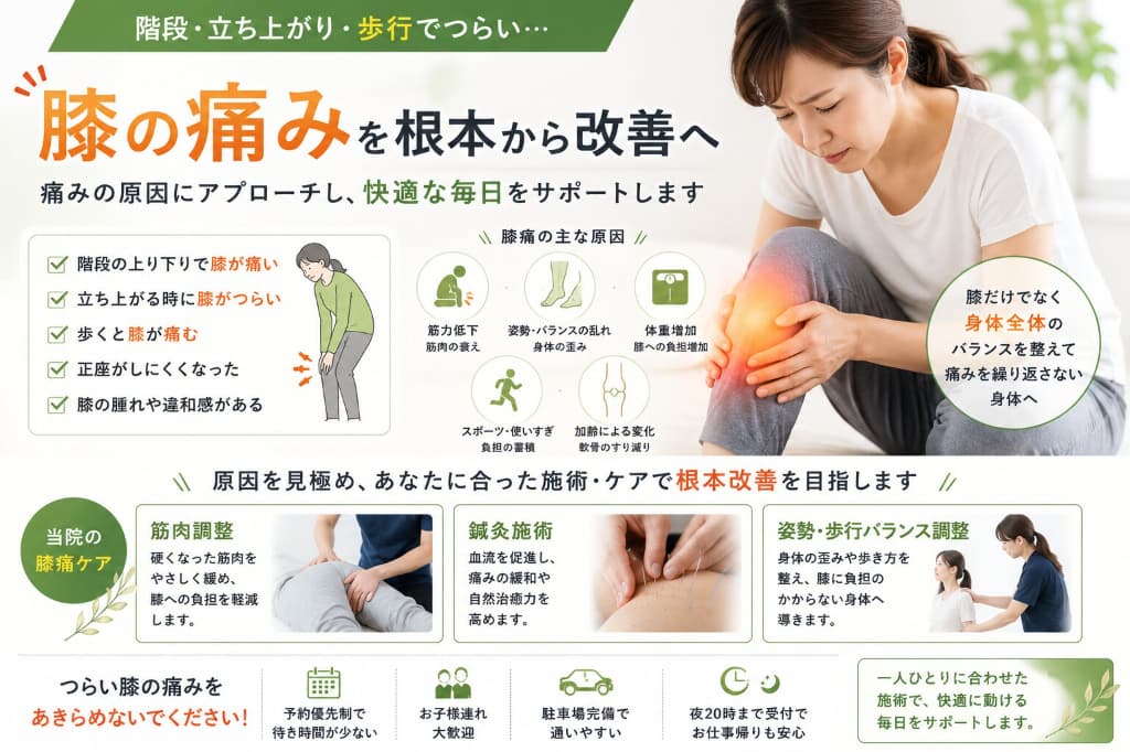 膝が痛い原因とは？｜階段・立ち上がり・歩行でつらい膝痛を解説