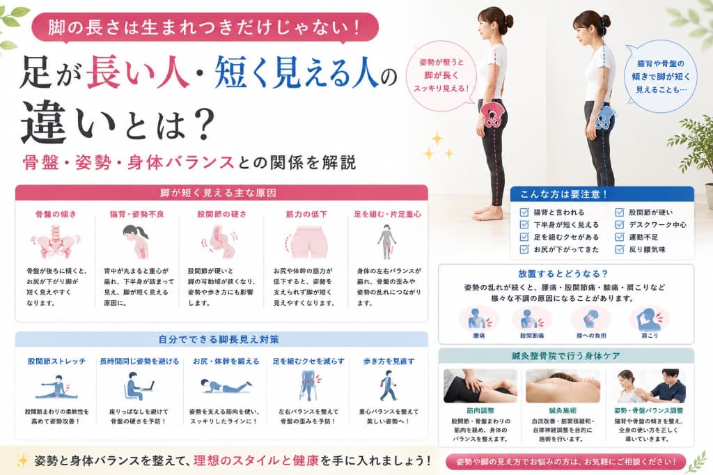 足が長い人・短く見える人の違いとは？｜骨盤・姿勢・身体バランスとの関係を解説