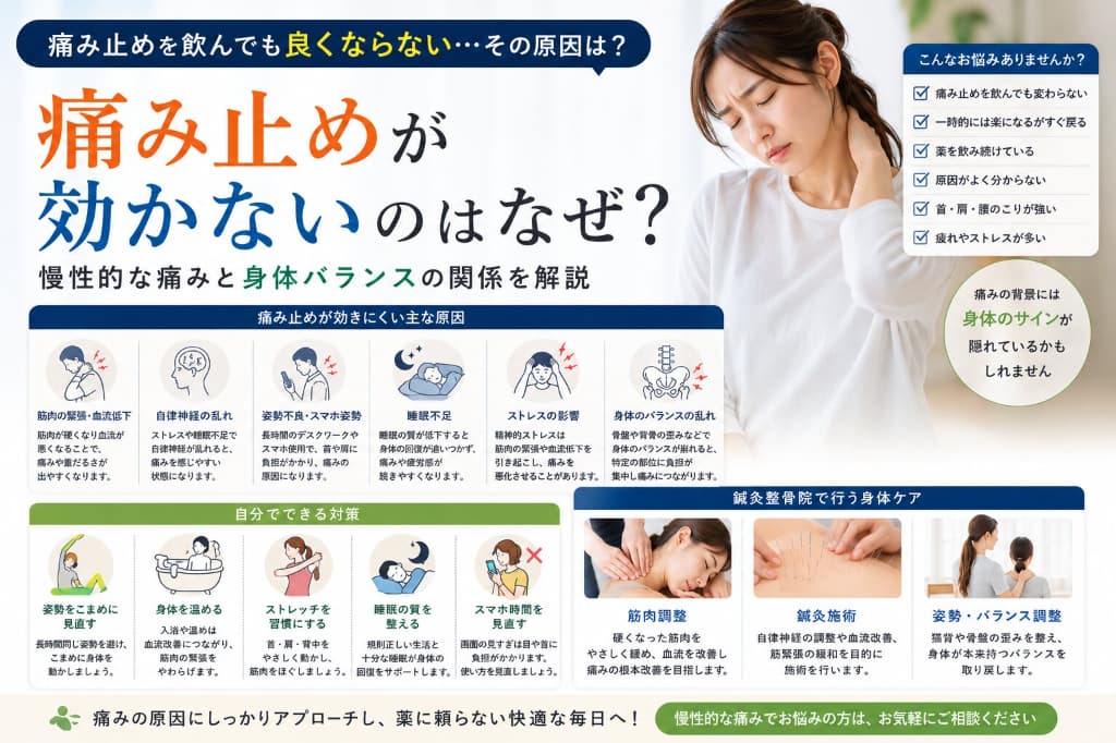 痛み止めが効かないのはなぜ？｜慢性的な痛みと身体バランスの関係を解説