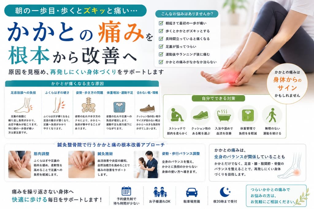 かかとが痛い原因とは？｜歩くと痛い・朝の一歩目がつらい足裏の痛みを解説