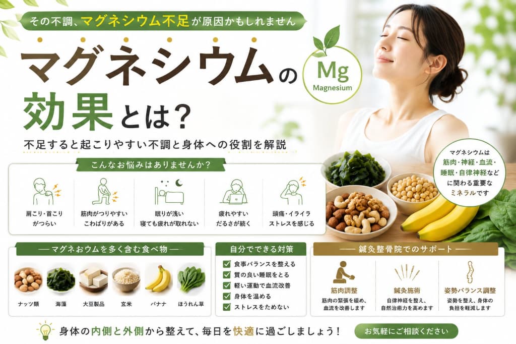 マグネシウムの効果とは？｜不足すると起こりやすい不調と身体への役割を解説