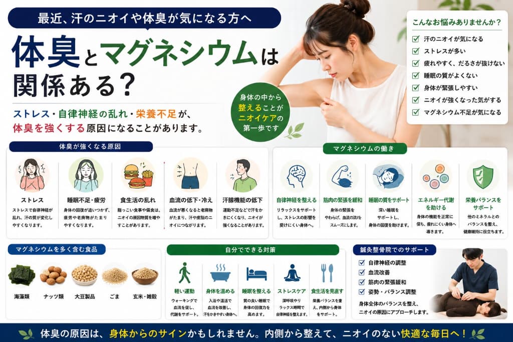 体臭とマグネシウムは関係ある？｜汗・ニオイ・ストレスと身体バランスを解説
