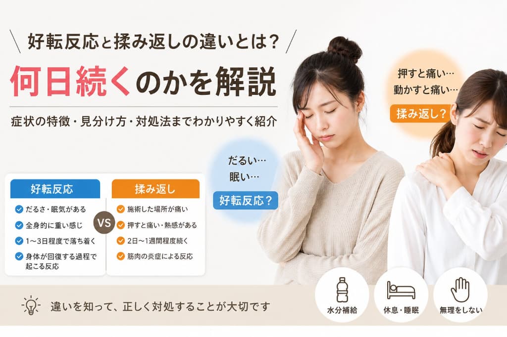 好転反応と揉み返しの違いとは？何日続くのかを解説
